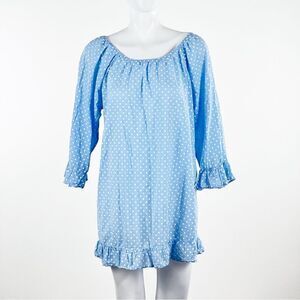 NWT Le Ble En Herbe Pale Blue Polka Dot Shirt Size 3XL